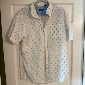 Izod White and Blue Anchor Print Shirt